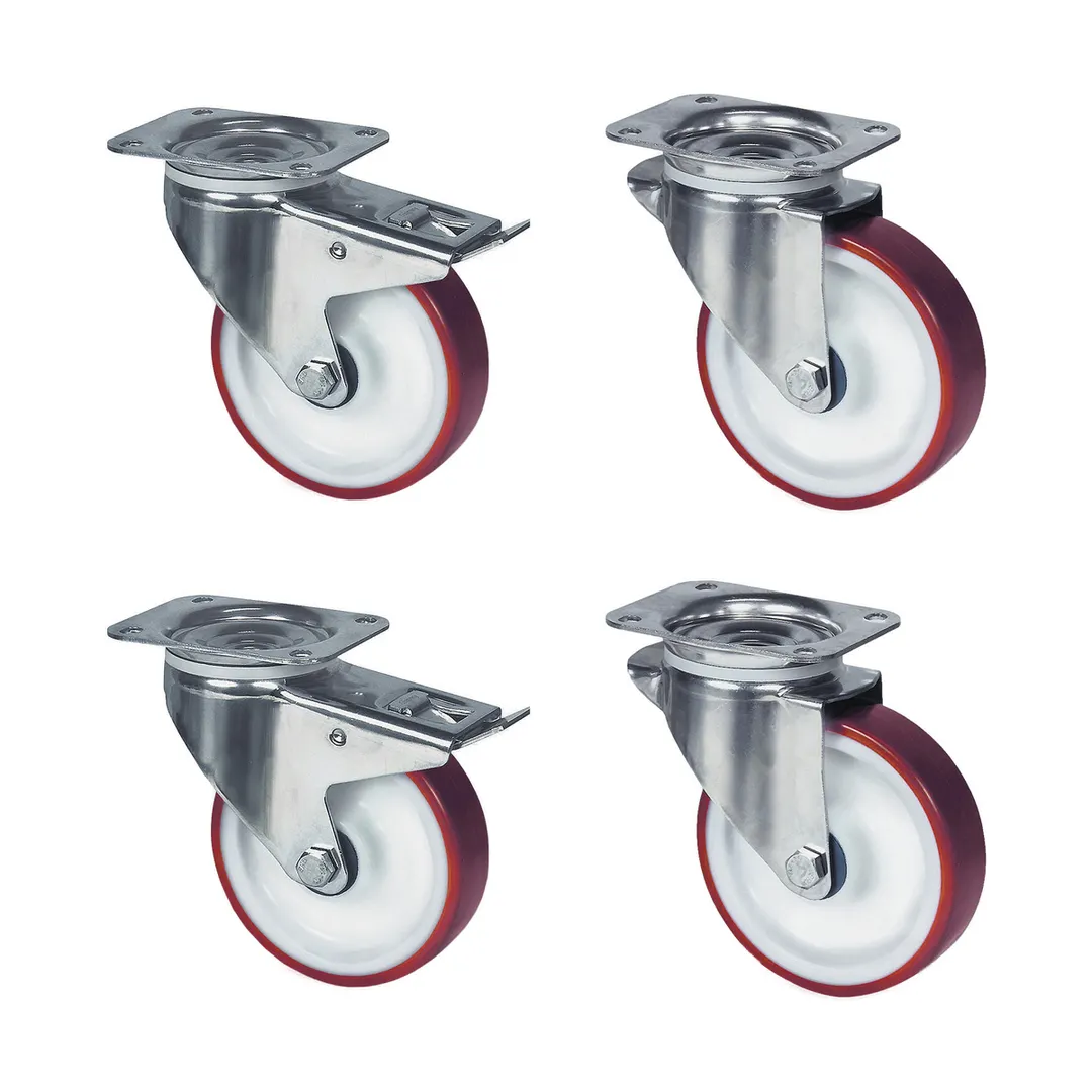 Lainox RP004 Castor Kit, with Flange, Set of (4), (2) with Brakes
