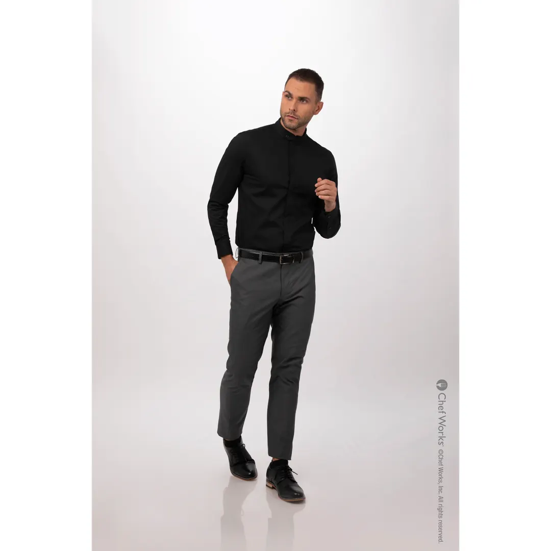 Chef Works SFB01-BLK-3XL Dress Shirt – Men’s 3XL Long Sleeve, Black, Poly/Cotton Blend, Adjustable Cuffs