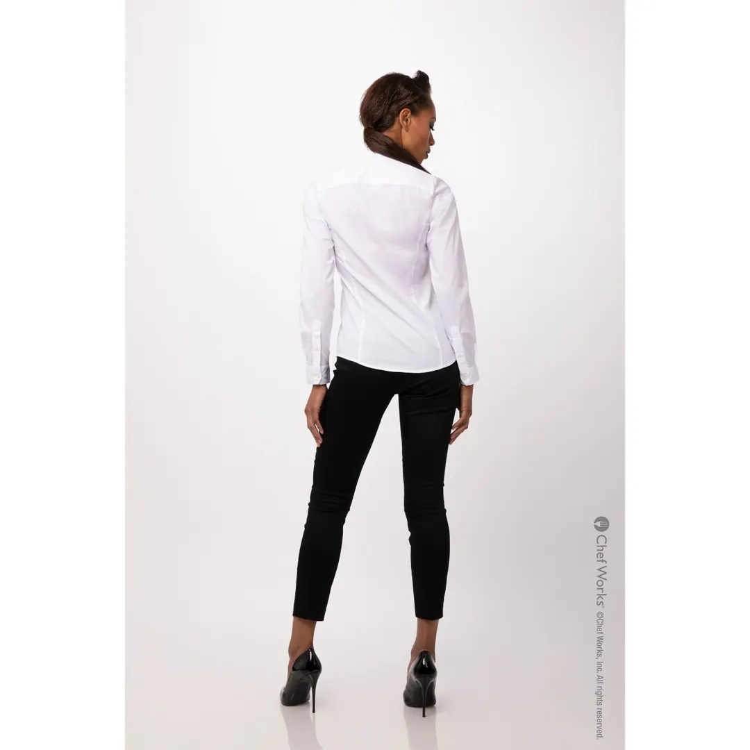 Chef Works SFB01W-WHT-3XL Dress Shirt – Women’s 3XL, White, Long Sleeve, Poly/Cotton Blend, Seams