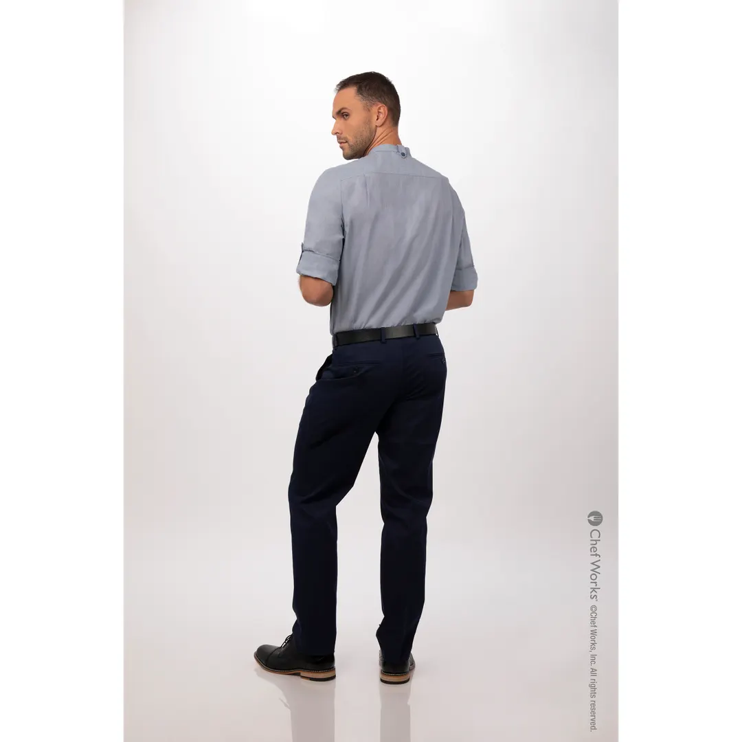 Chef Works SFB02-BLU-XL Dress Shirt – Verismo Long Sleeve, Blue, XL, 62/38 Cotton/Poly, Adj. Cuffs