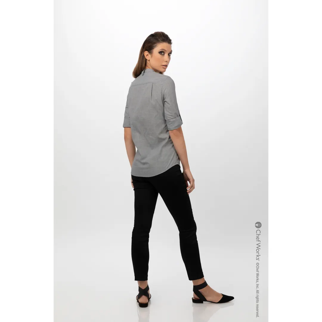 Chef Works SFB02W-BLK-L Dress Shirt, Large, Black, 62/38 Cotton/Poly, Long Sleeve, Adjustable Cuffs