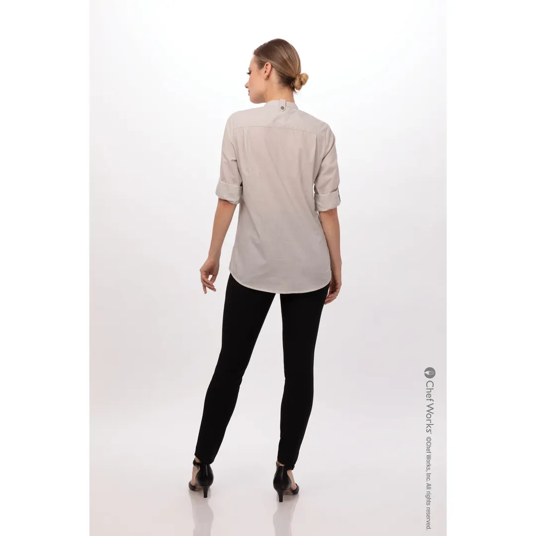 Chef Works SFB02W-NAT-XL Dress Shirt – Women’s 48-50, Khaki, 62/38 Cotton/Poly, Long Sleeve, 1/Case