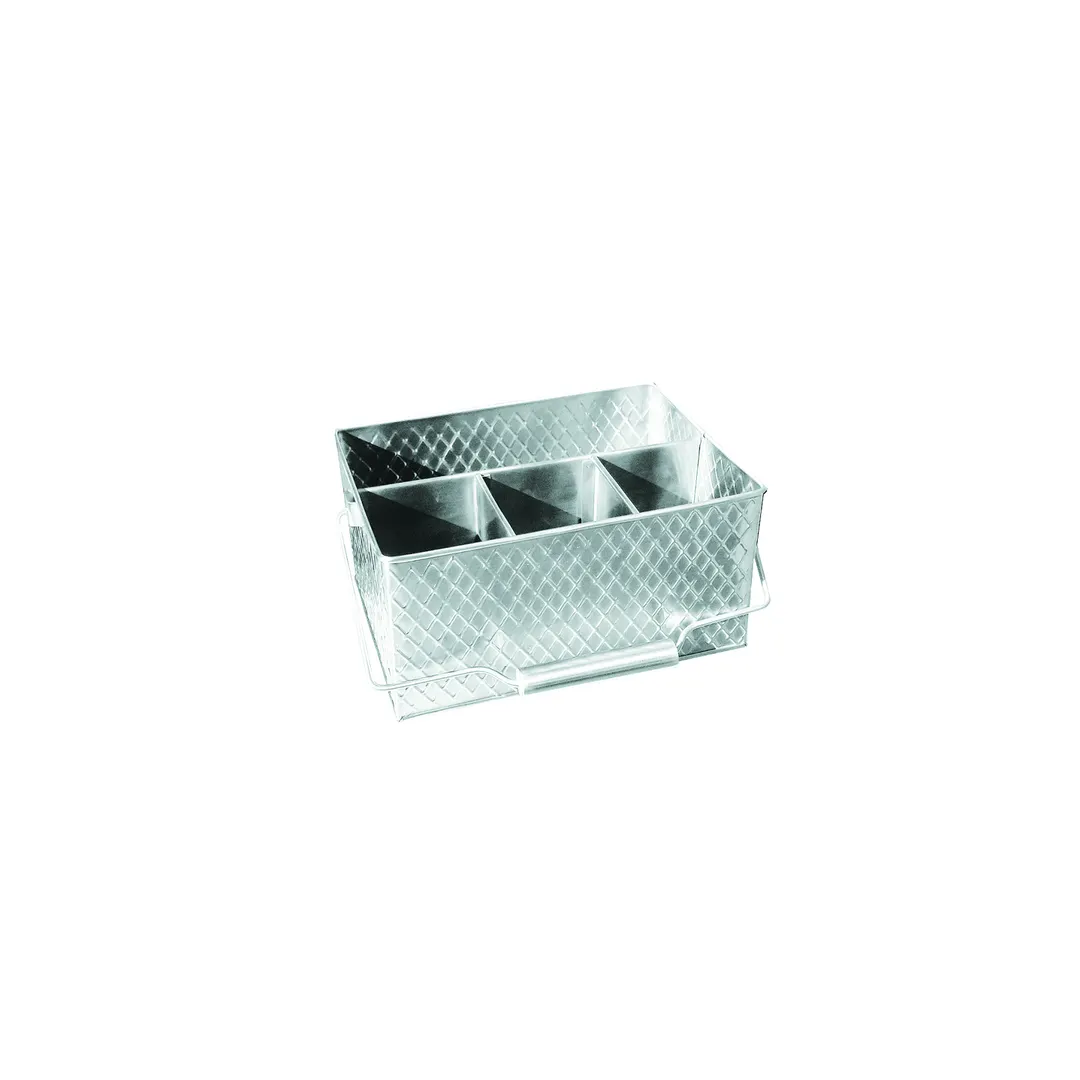 TableCraft 10040 Utensil Caddy – 4-Compartment Lattice, 10-3/4" x 8-1/2" x 4-3/4", Stainless Steel