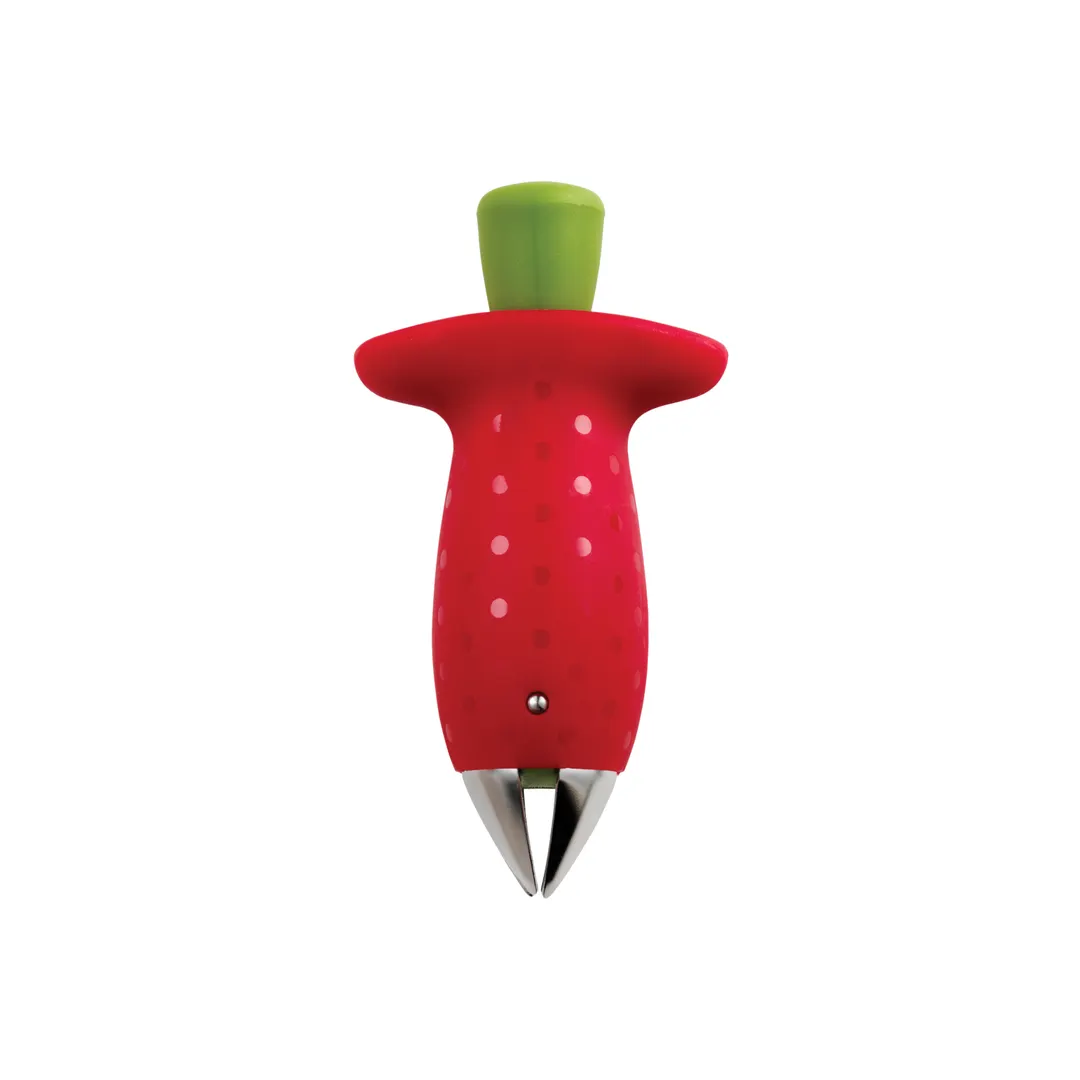 Taylor Precision 102-138-005 Strawberry Huller, Handheld Push‑Button, Red/Green, Stainless Blades