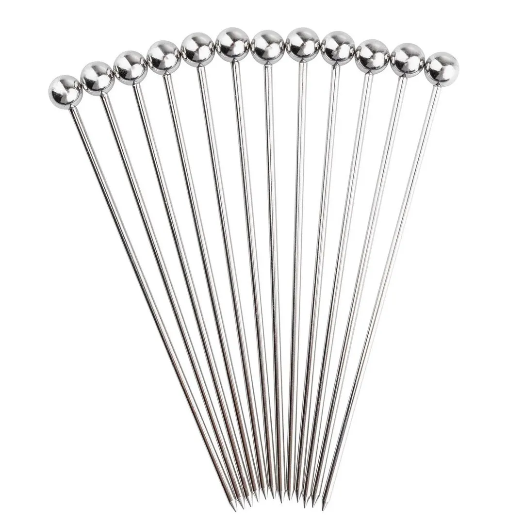 TableCraft Products 12255 18/8 Stainless Steel Cocktail Picks, 4.25" Long, Set of 12 - 12/Pack