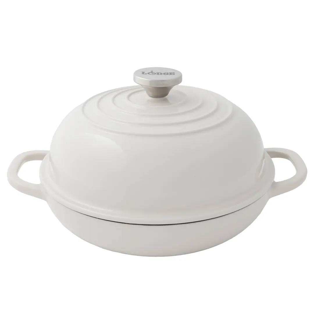 Lodge EC10BC13 Cast Iron Bread Oven, 10.35" Bell‑Shaped, 13" Oval, Enameled Oyster, Induction Ready