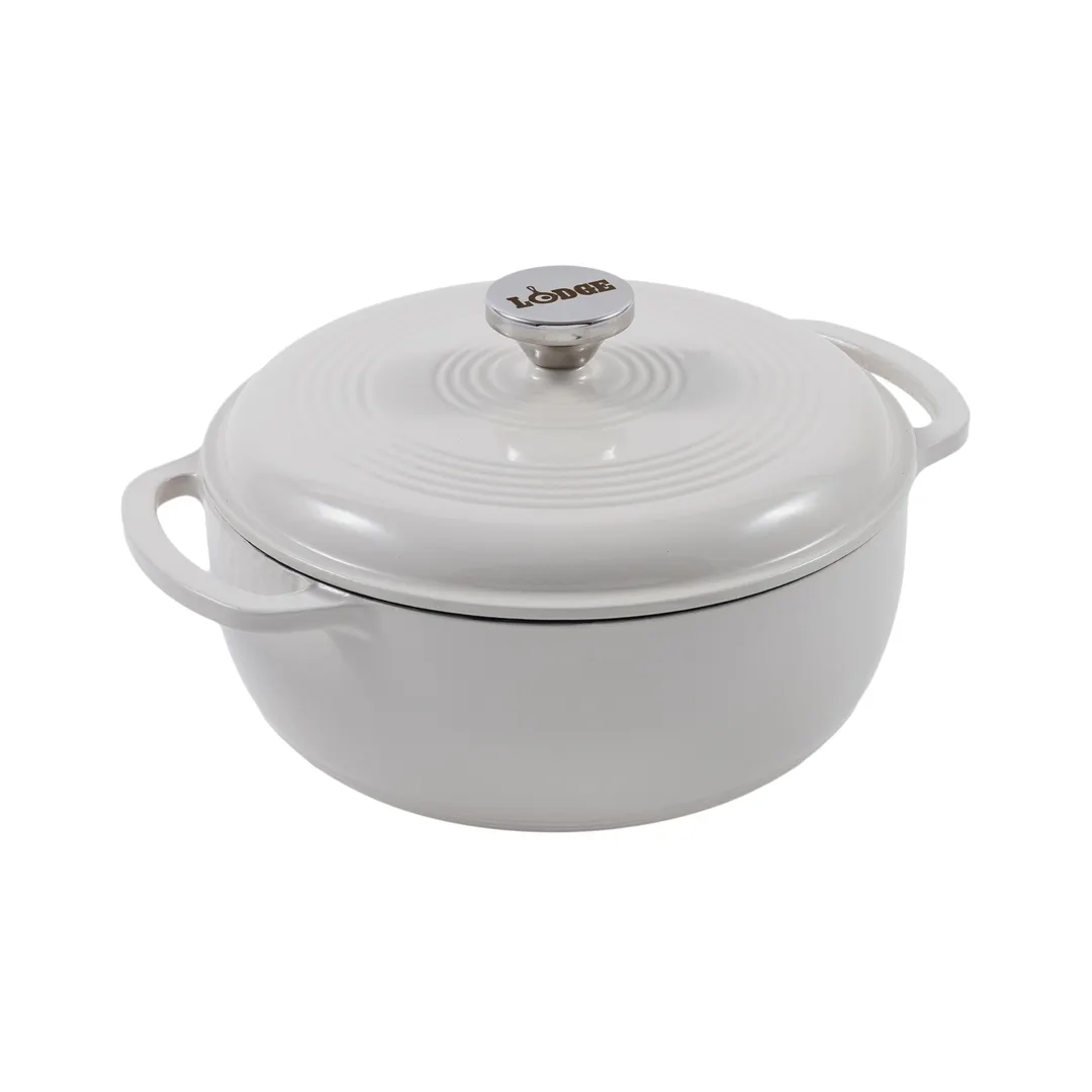 Lodge EC4D13 4.5‑Quart Enameled Oyster Dutch Oven, 12” Dia, 11” Height, Induction‑Ready, 500°F Safe