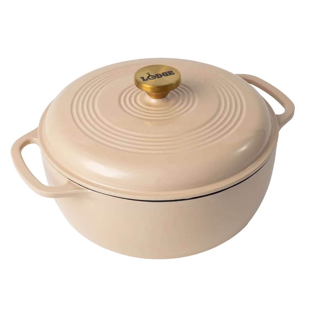Lodge EC6D102G 6-Quart Enameled Cast Iron Dutch Oven, 13" Induction Ready, 500°F Oven Safe