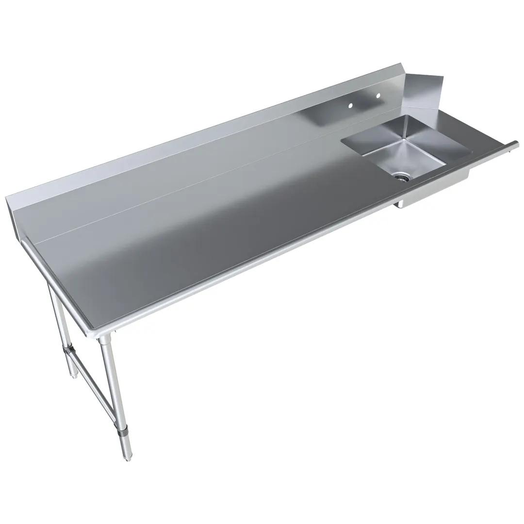 BK Resources BKSDT6-96-L-SS 96" Soiled Straight Dishtable with Sink,16 Gauge S.Steel / Left to Right