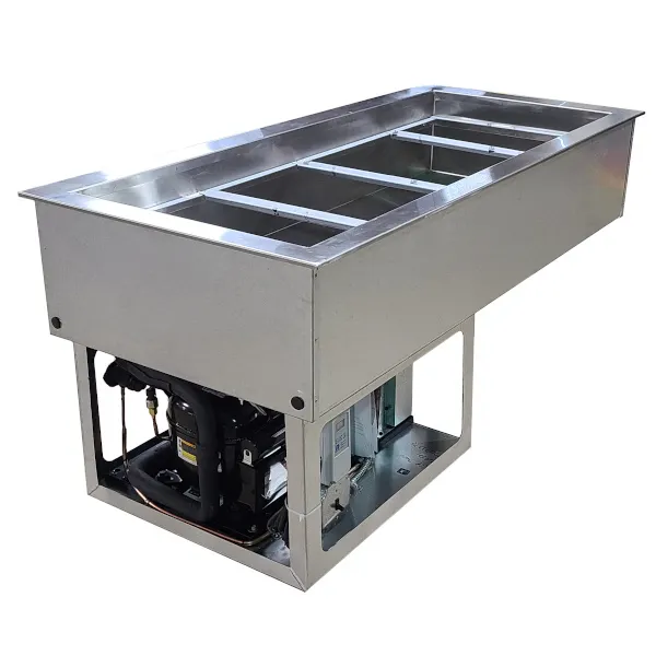 BK Resources E-CP3-4 Drop-In Cold Food Well, (4) Wells, 3" Deep Pan Rails
