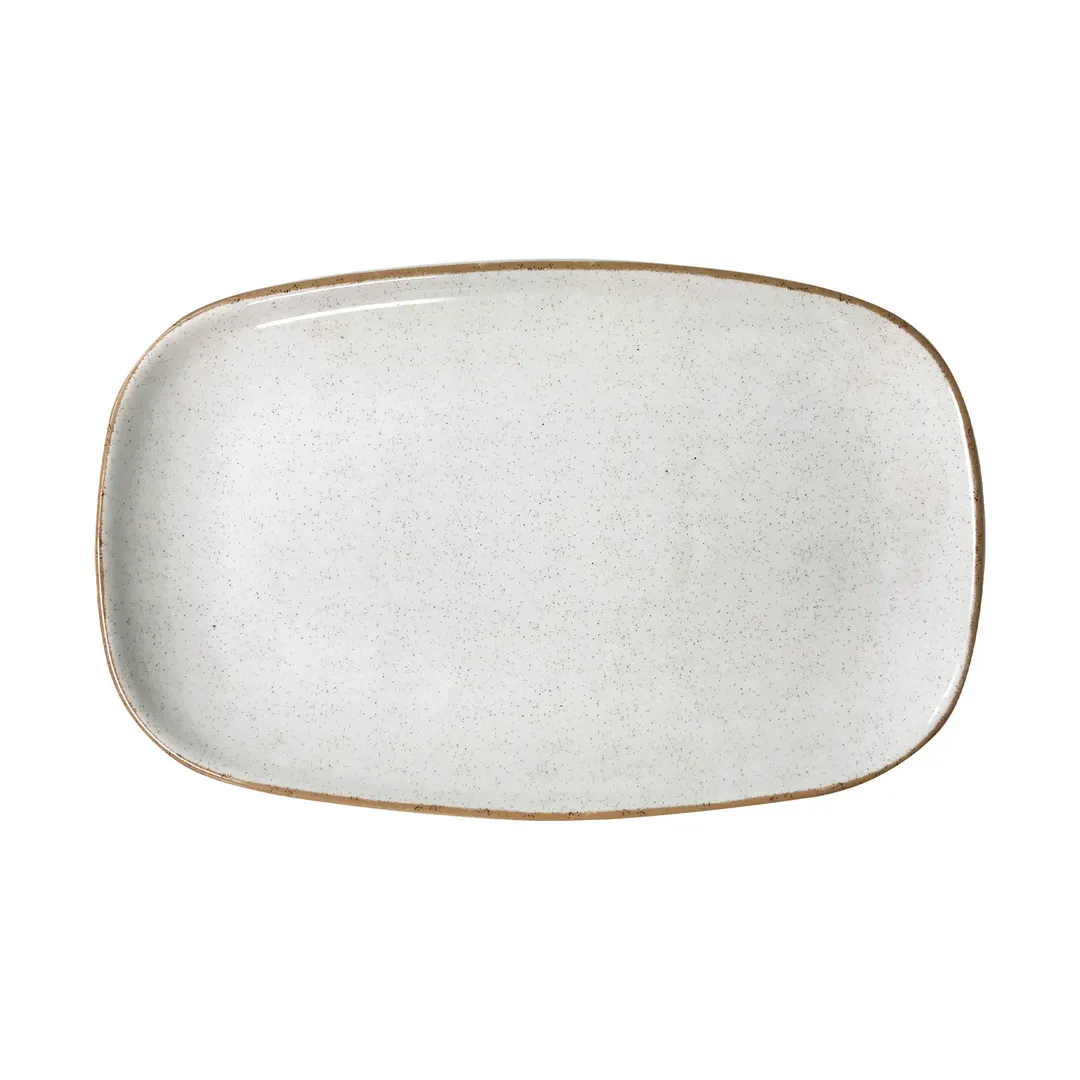 GET PA1605837906 China Platter, 16-7/9" x 10-2/3", Porcelain, Corona Artisan Beige, 1 Dozen