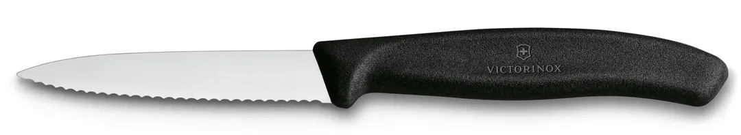 Victorinox 6.7633-X3 Paring Knife – 3.25" Black Handle, Wavy Blade, 3" Length – 1/Box