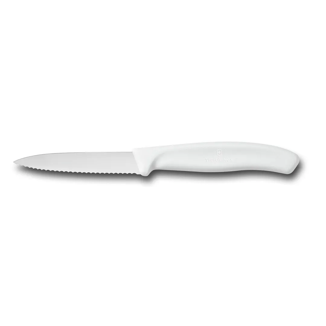 Victorinox 6.7637-X1 Paring Knife – 3.25" White Handle, Wavy Blade, 3" Length – 1/Box