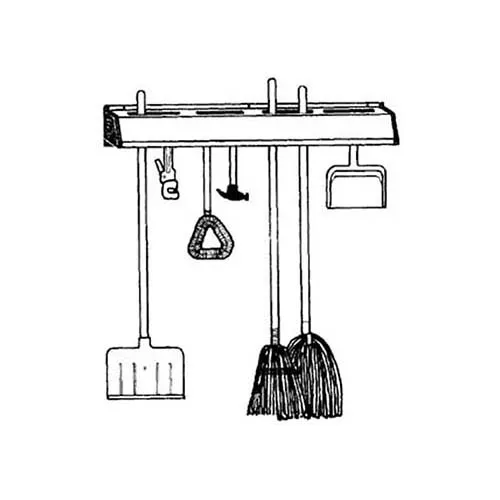 AllPoints 2621068 Mop and Broom Holder, 36" Aluminum Organizer, Mounting Hardware, Storage Room