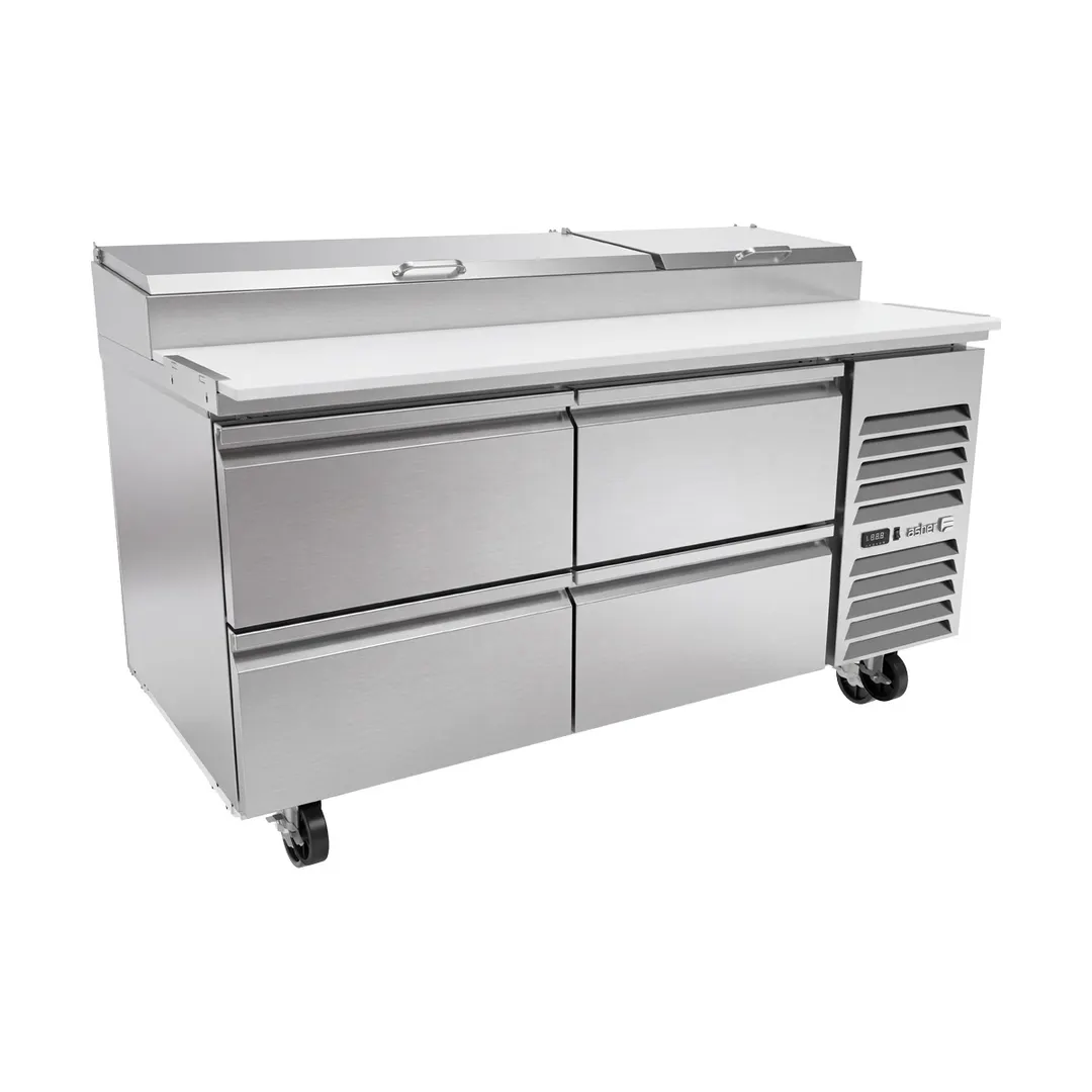 Asber APTP 67 D4 67.5" Wide 4-Drawer Pizza Prep Table, 9 Pans