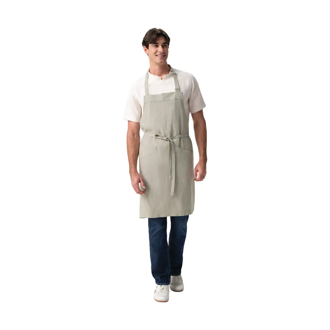 Chef Works ABN13-SAG-0 Bib Apron – 20.5" W x 34" D, Green, 55% Hemp 45% Tencel, Adjustable, 2 Hip Pockets