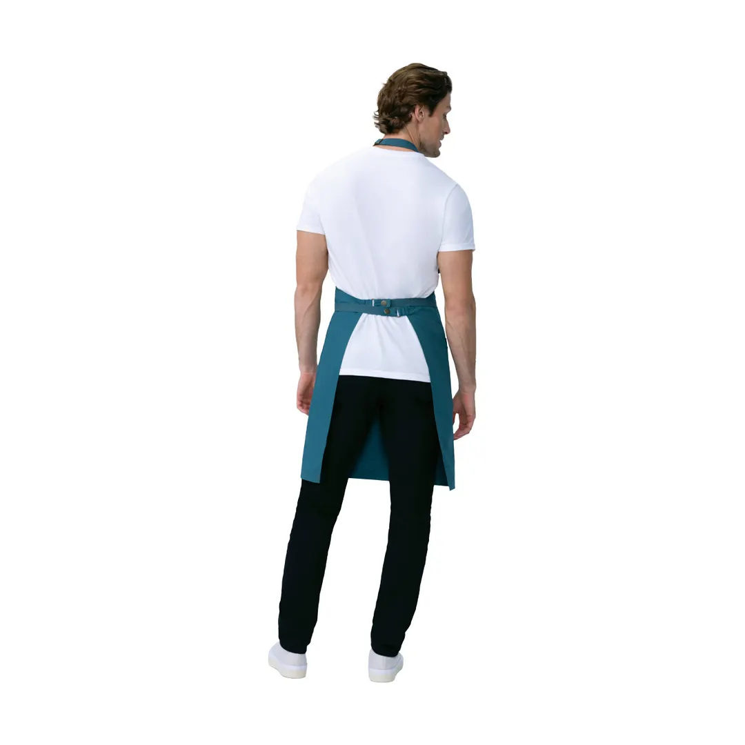 Chef Works ABS04-PTL-0 Lockharte Bib Apron, 31"W x 32"L, Teal, 80% Polyester/20% Cotton, Pockets