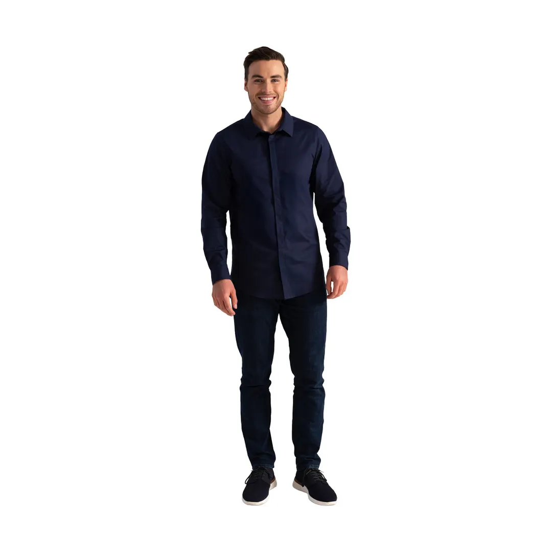 Chef Works D151-DNA-4XL Dress Shirt – Dark Navy, 4XL, 64oz Poly/Cotton, Cuffs, Buttoned Gauntlet