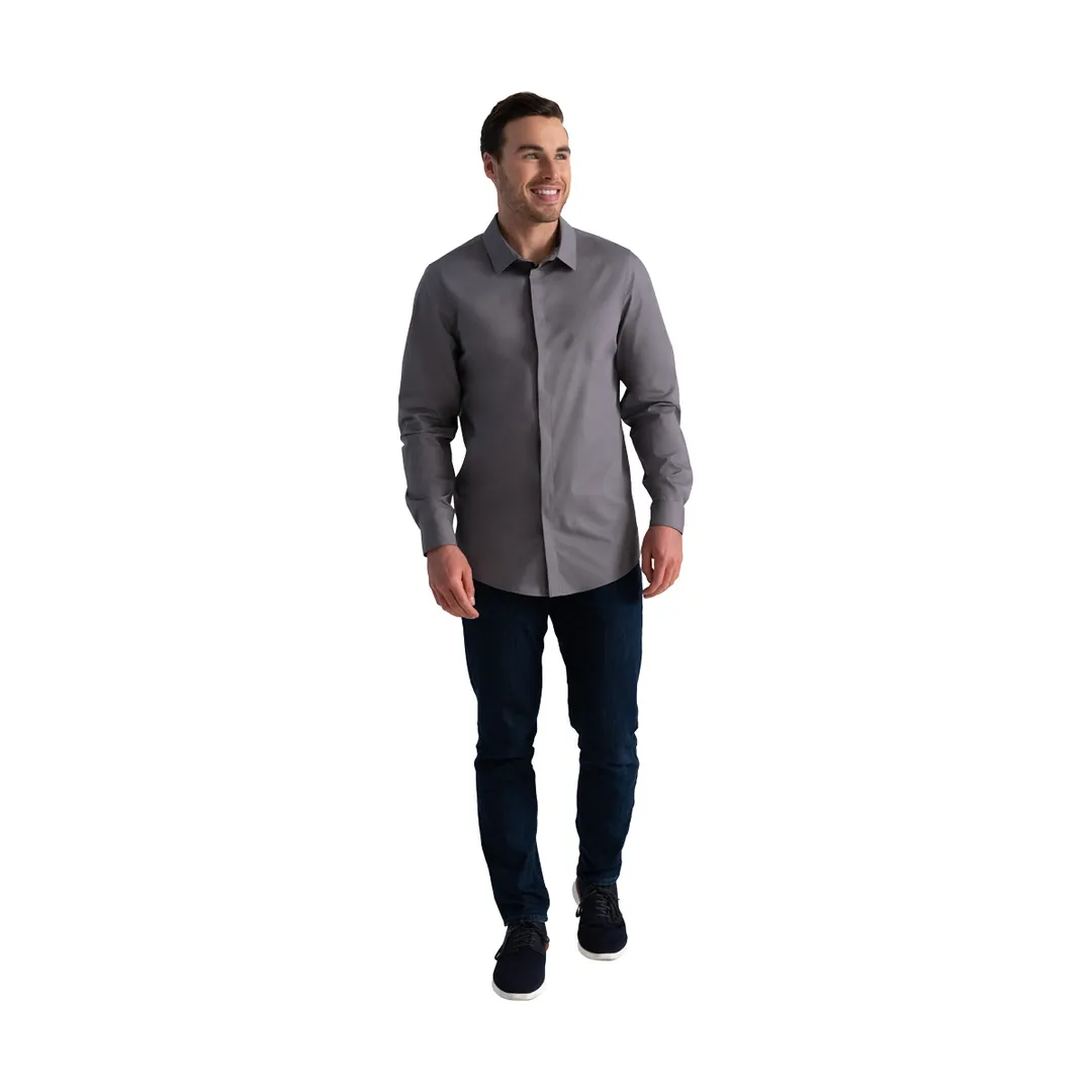 Chef Works D151-GRY-L Dress Shirt – Large, Grey, Poly/Cotton, 4oz, Long Sleeve, Adjustable Cuffs