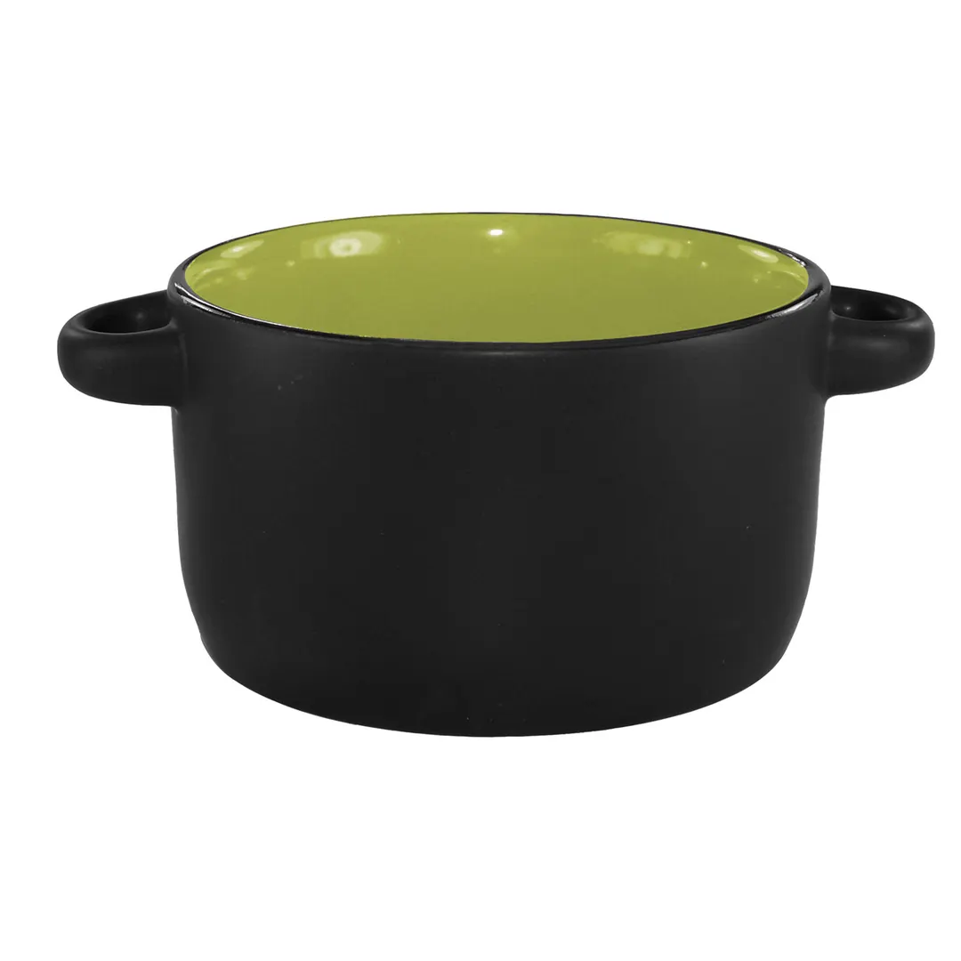 International 83567-2902/05MF-05C Soup Bowl, 11oz, 5" dia, Black Matte, Green, Ceramic - 1 Dozen