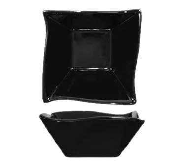 International Tableware AS-11-B 11oz Square Vitrified China Bowl, 4.75" Square, Black – 1 Dozen