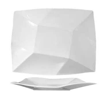International Tableware AS-16 China Plate, 10-1/2" Square Porcelain, White, Rolled Edge - 1 Dozen