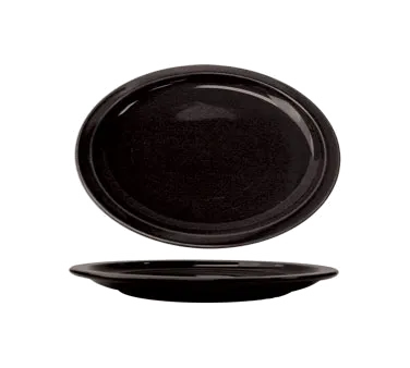 International Tableware CAN-13-B China Platter, 11-1/2" x 9-1/4", Rim, Black Ceramic, Safe - 1 Dozen