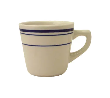 International Tableware CT-1 - 7 oz China Cup, 3¼" Dia x 3" H, Blue Band, Microwave Safe - 1 Dozen