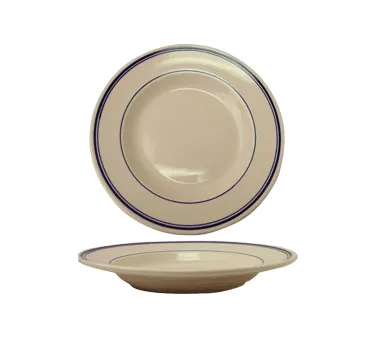 International Tableware CT-115 - 20 oz Pasta Bowl, 11" Dia x 1¾" H, Blue Band, Safe - 1 Dozen