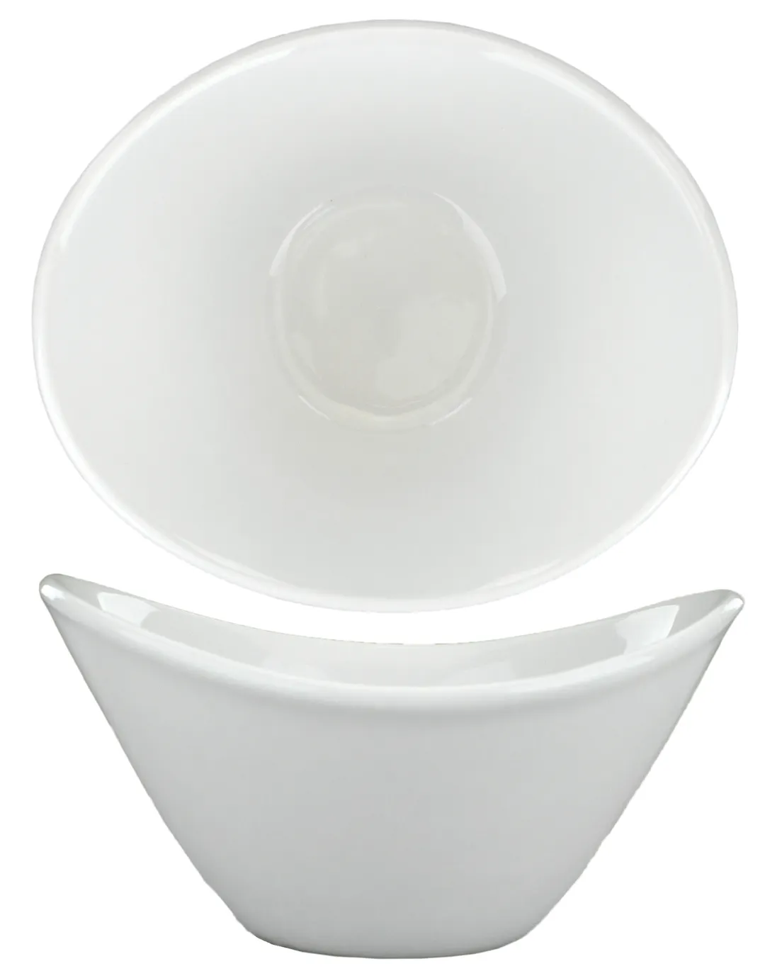 International Tableware DO-922 13oz Oval China Bowl, 6.5" x 5.75" x 2.75", Porcelain, White - 1 Dozen
