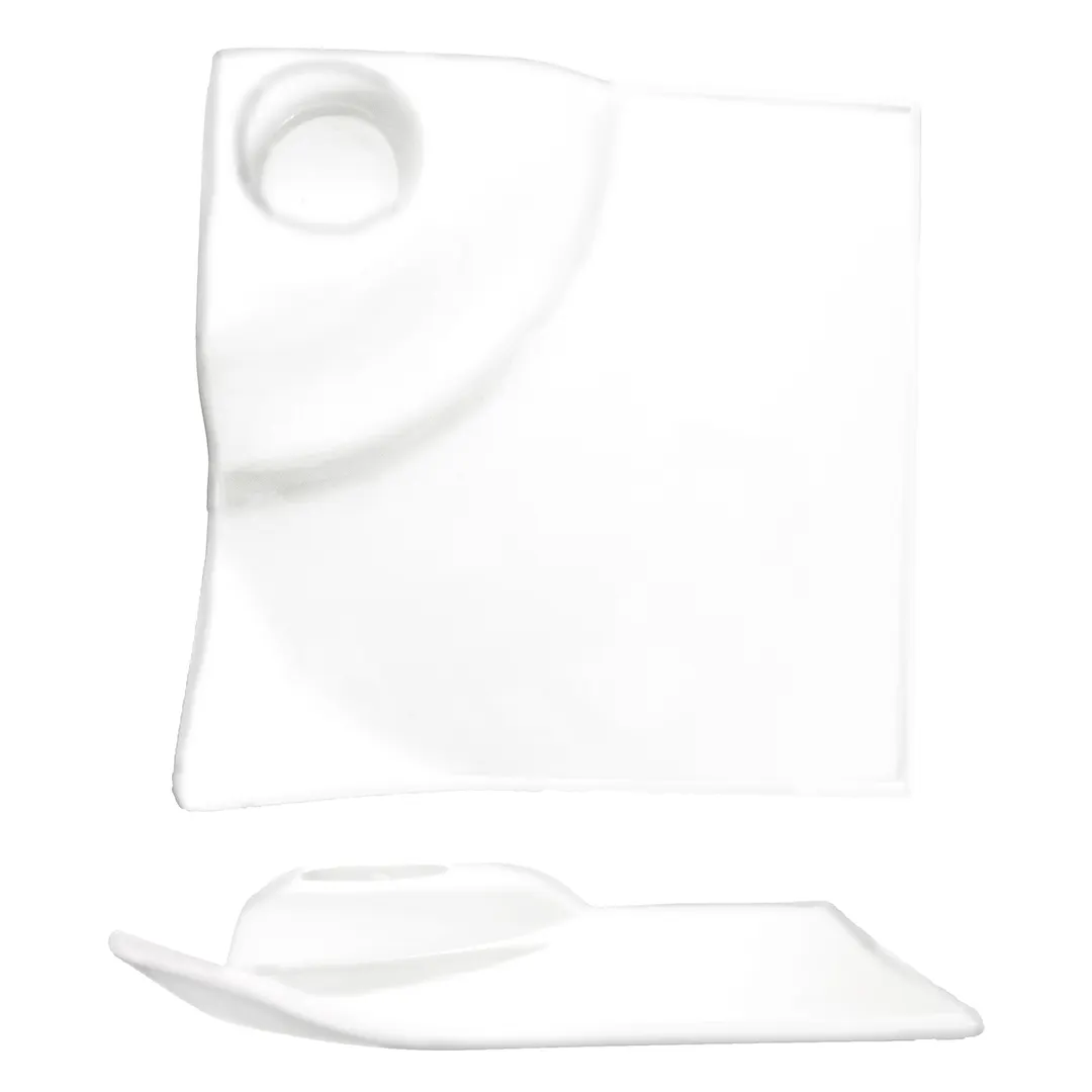 International Tableware EL-1000 Plate 10" x 10" with 2.5 oz Well, Porcelain, Dishwasher Safe - Case