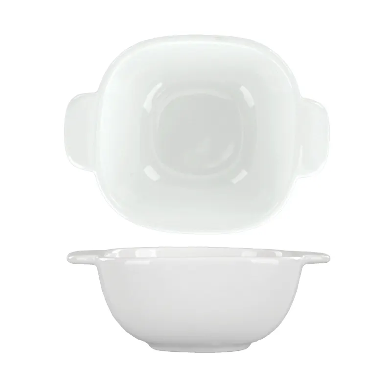 International Tableware FA-600 - Square 6 oz Bright White Porcelain Bowl, Microwave Safe - 1 Dozen
