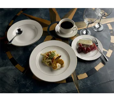 International Tableware FL-6GF China Plate, 5-3/4" Round, White with Gold Band, Ceramic - 1 Dozen