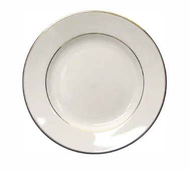 International Tableware FL-6GF China Plate, 5-3/4" Round, White with Gold Band, Ceramic - 1 Dozen