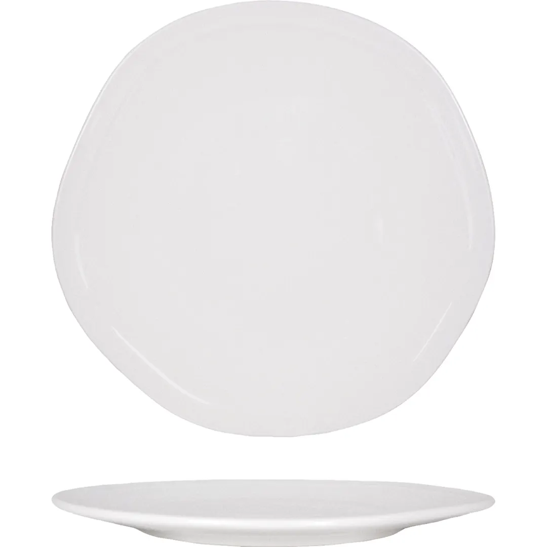 International Tableware GL-21 12" Round Porcelain Plate Bright White Curved Edge - 1 Dozen