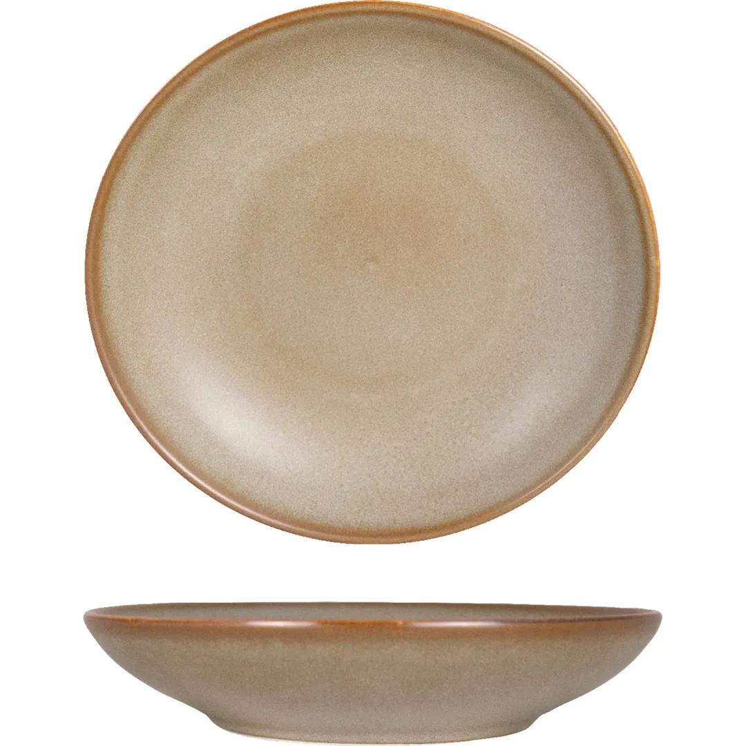 International Tableware HT-107-ES Pasta Bowl, 7" Dia., 14.5oz., Ceramic, Espresso Glaze - 1 Dozen