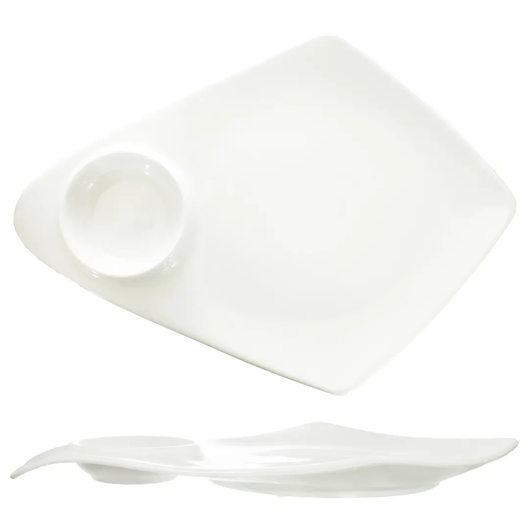 International Tableware KT-145 14" White Porcelain Plate with 2.5 oz Round Well - 1/Case