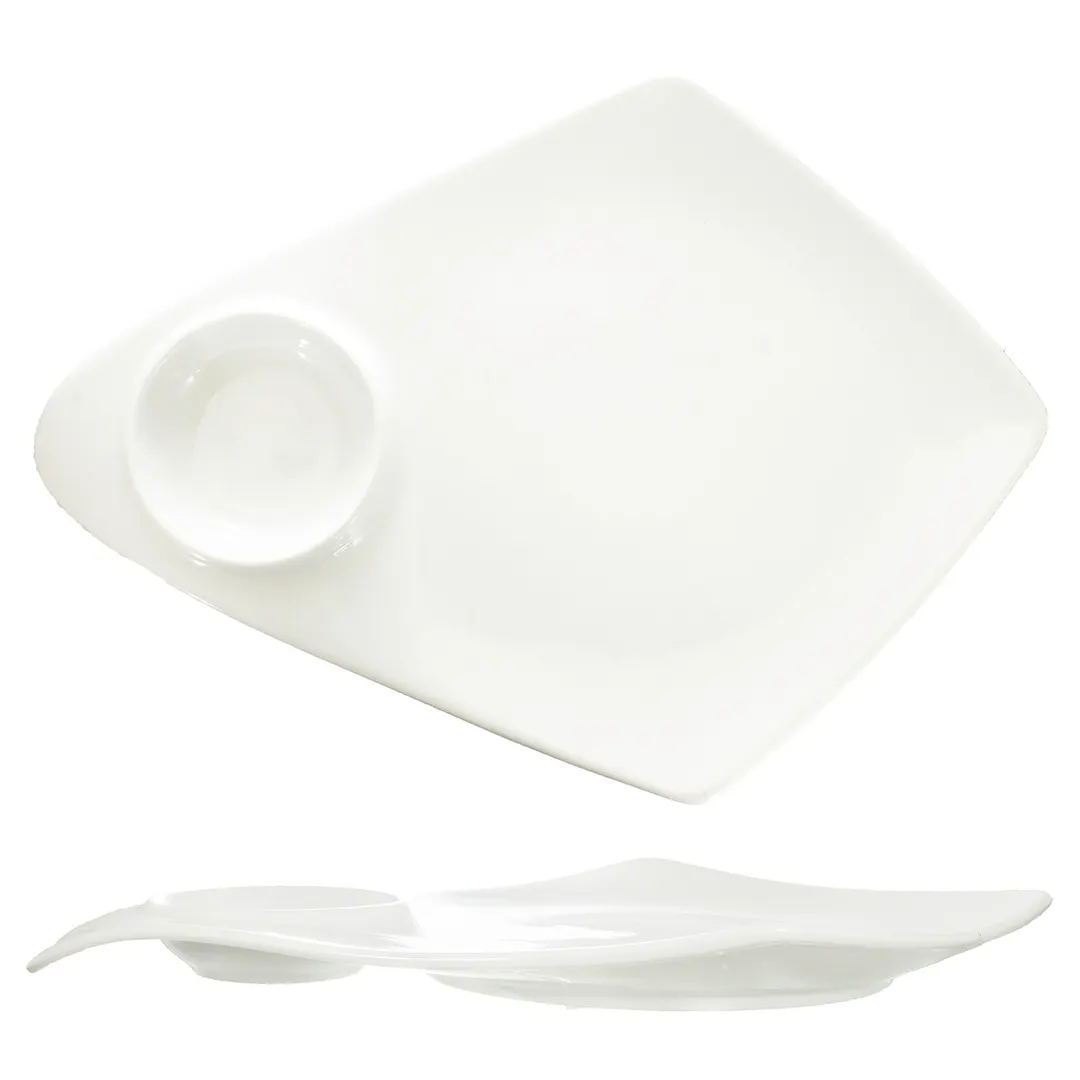 International Tableware KT-160 16" White Porcelain Plate with 3-1/2 oz Round Well - Case