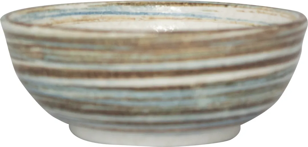 International Tableware MR-15 – 8 oz Porcelain Bowl, 4" x 1‑7/8" , Blue & Brown Swirls - 1 Dozen