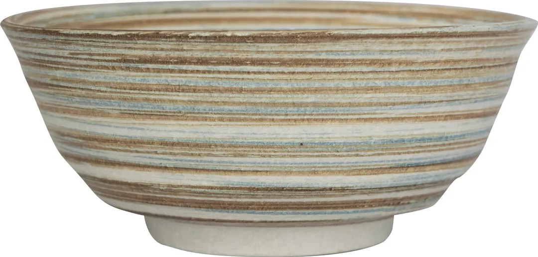 International Tableware MR-43 - 6" 2-3/4" 28oz Porcelain Bowl, Soft Blue Brown Swirls - 1 Dozen