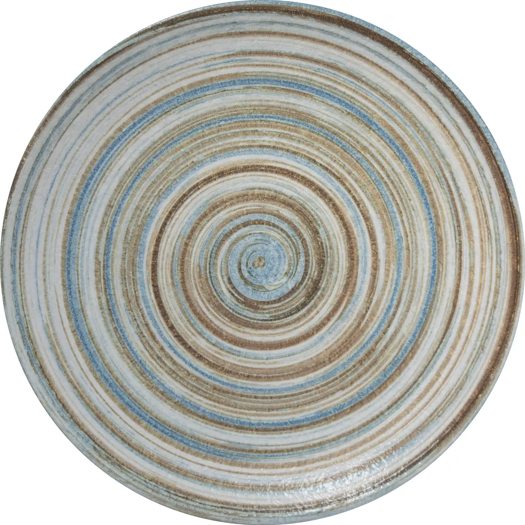 International Tableware MR-7 China Plate, 7" Round Porcelain, Soft Blue & Brown Swirls, 1 Dozen