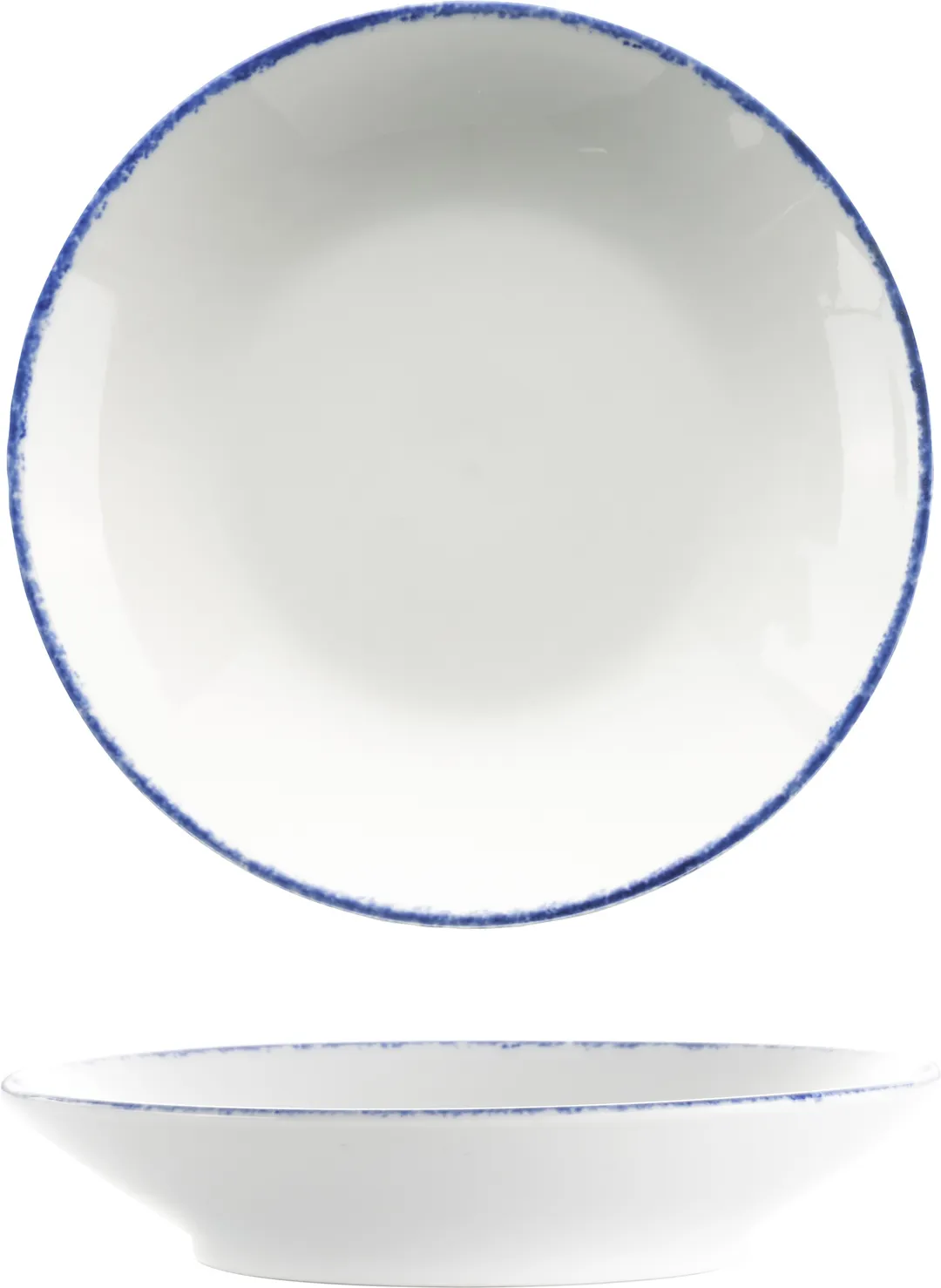 International Tableware PR-108-CB - 22 oz 8" Round Pasta Bowl, White with Blue Porcelain, 1 Dozen