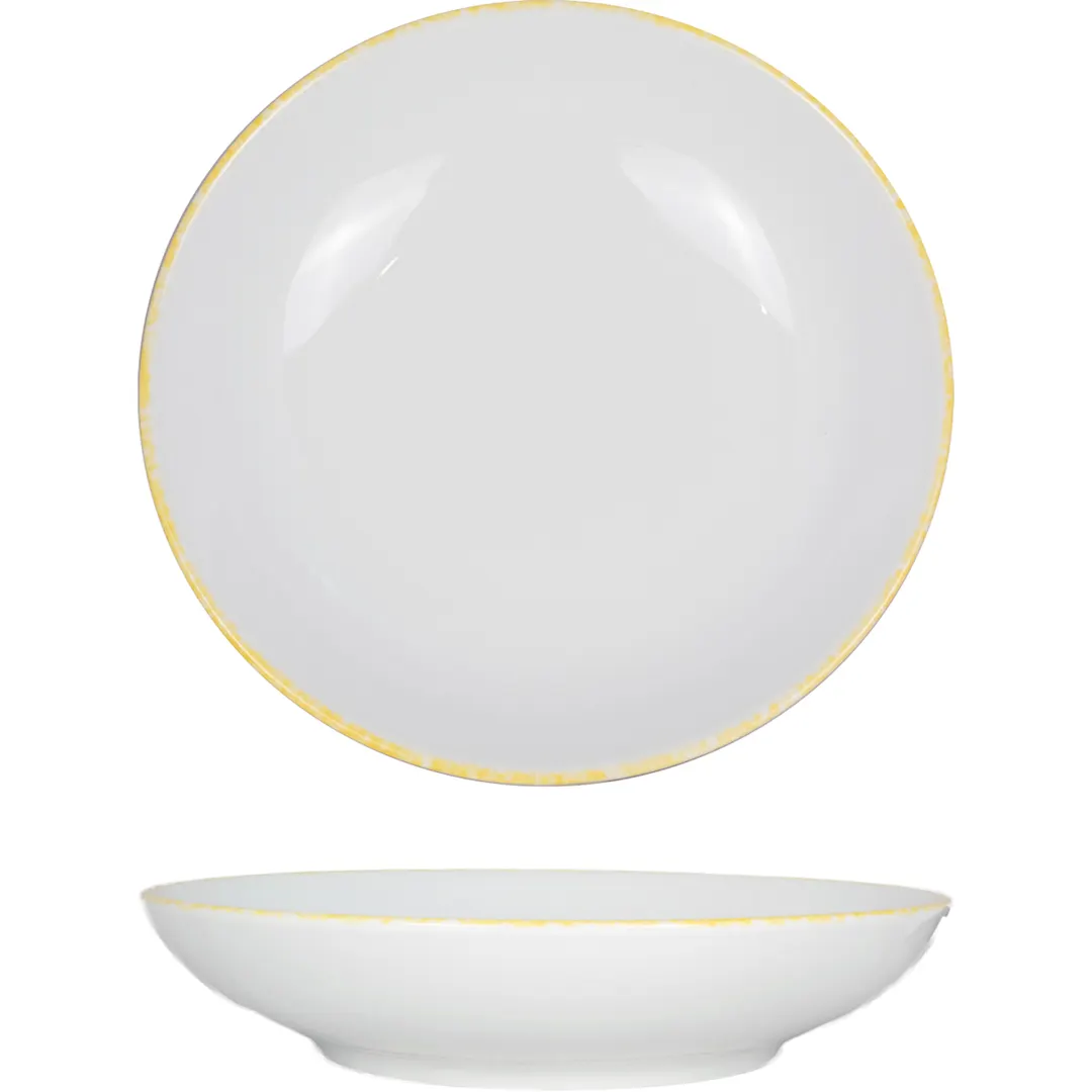 International Tableware PR-108-Y – 8" 22‑oz Pasta Bowl, Round Porcelain, White Yellow, 1 Dozen