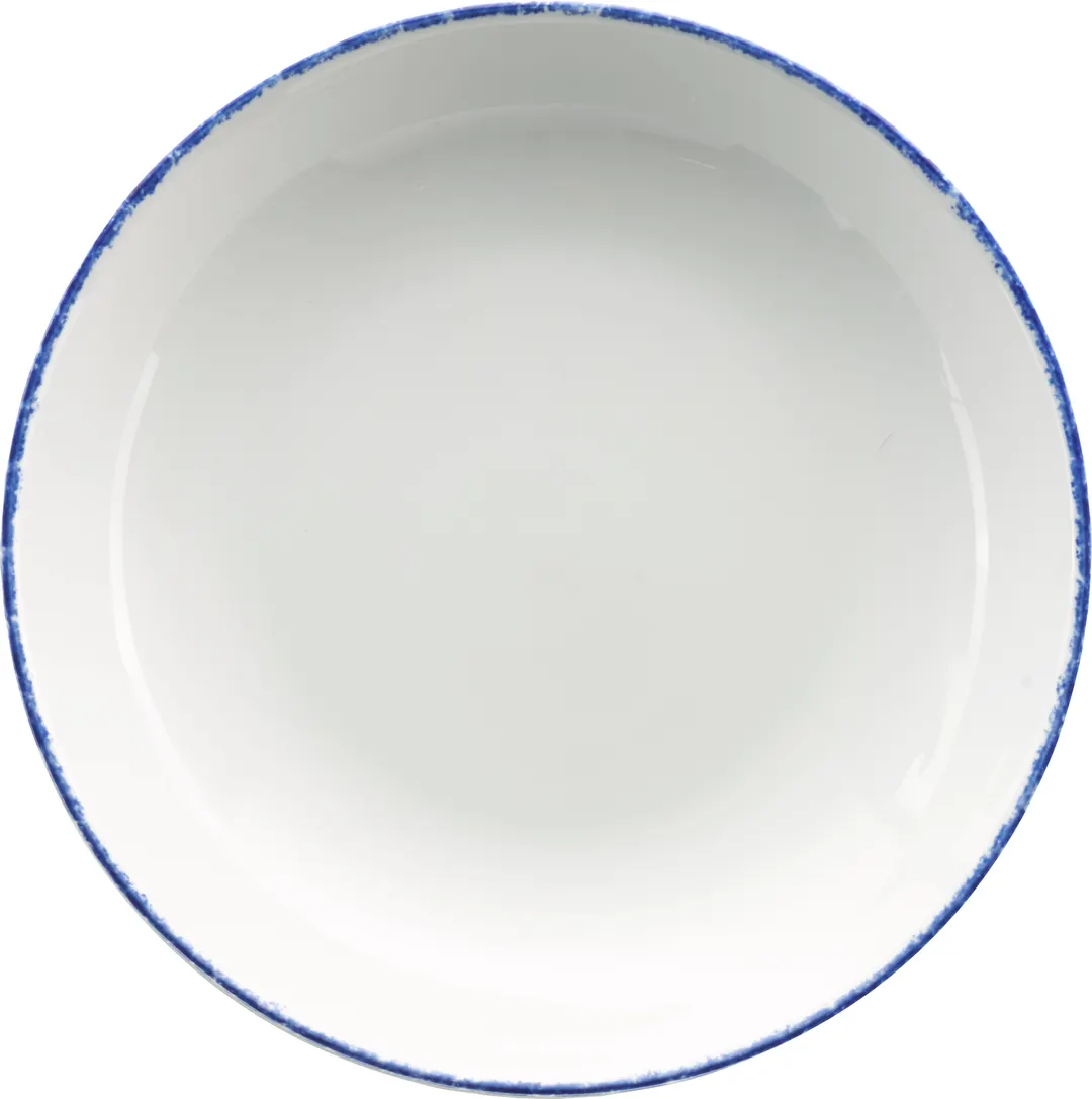 International Tableware PR-110-CB - 40 oz Round Pasta Bowl, 10" White with Blue Porcelain, - 1 Dozen