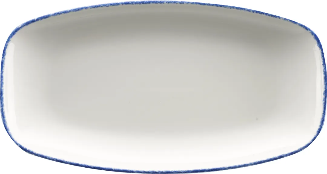 International Tableware PR-14-CB China Platter, 13-3/4" x 7-3/8", White with Blue, Porcelain - 1 Dozen