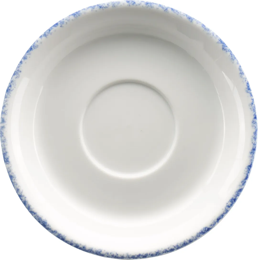 International Tableware PR-2-CB Saucer, 6-1/8" White with Blue Porcelain Finish - 1 Dozen