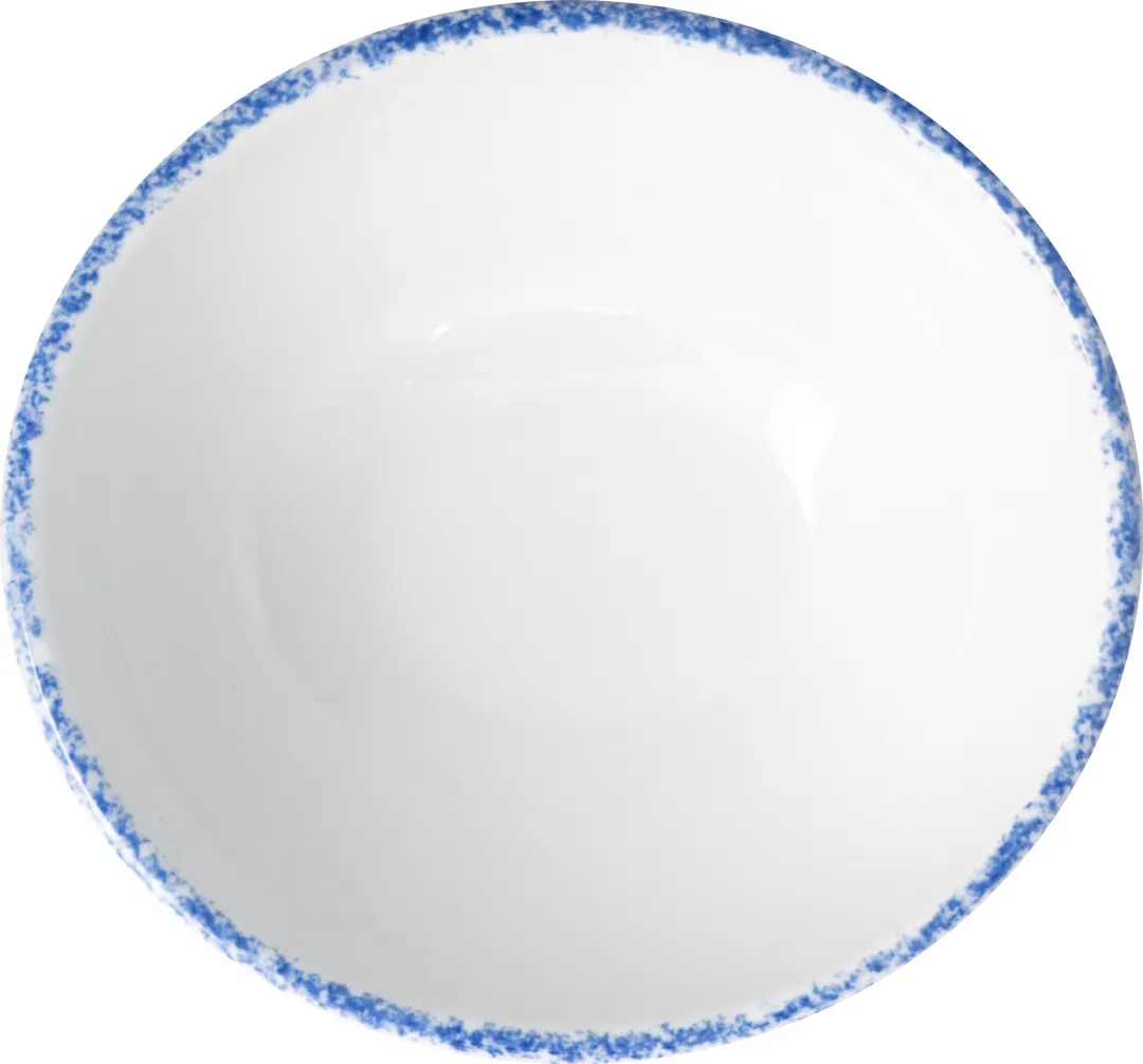 International Tableware PR-205-CB 11oz. White with Blue Bowl, 5-1/8" Dia. 2" H, Round - 1 Dozen