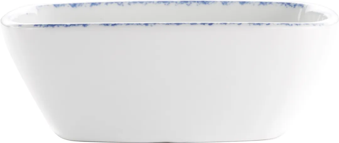 International Tableware PR-32-CB - 18 oz Square China Bowl, 5"¾ x 2" White Blue Porcelain - 1 Dozen