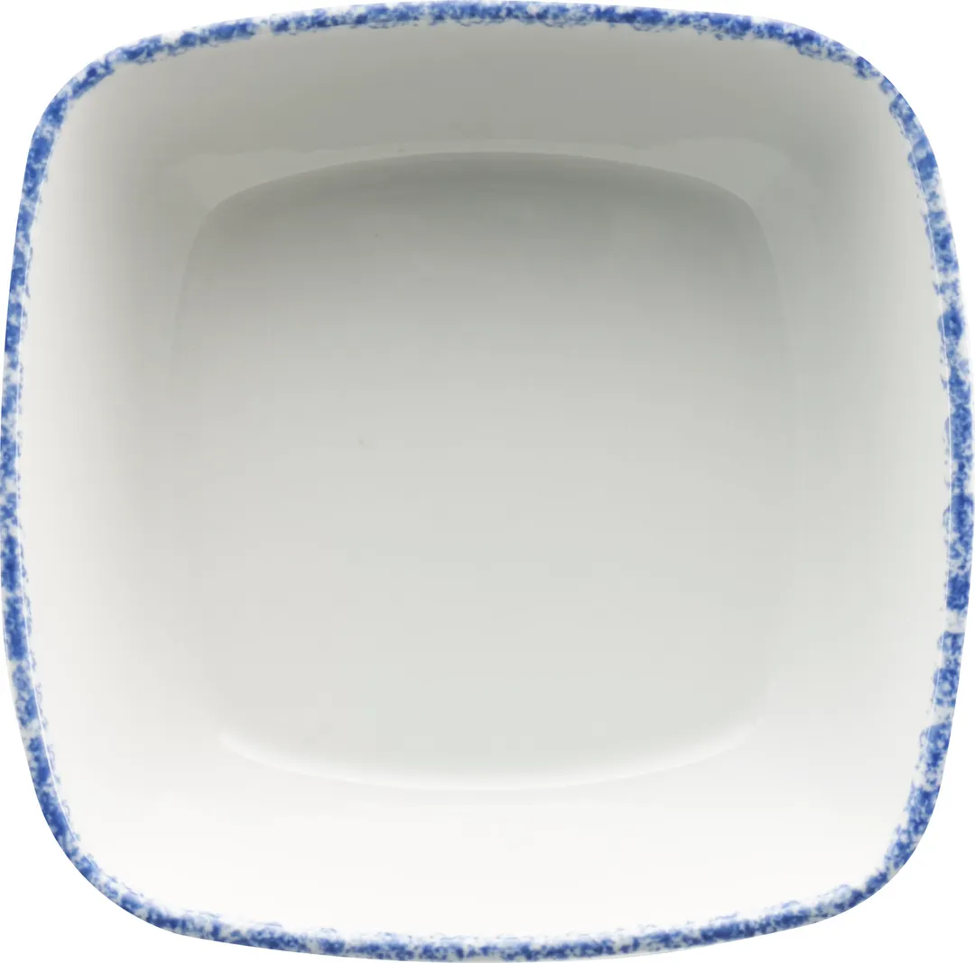 International Tableware PR-32-CB - 18 oz Square China Bowl, 5"¾ x 2" White Blue Porcelain - 1 Dozen