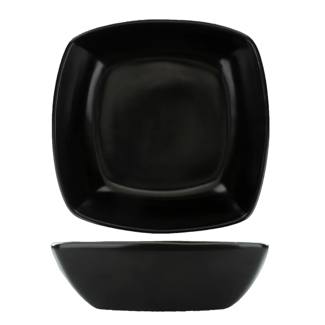International Tableware QP-33-MB - 28 oz 7" Square Porcelain Bowl, Black, Microwave Safe - 1 Dozen